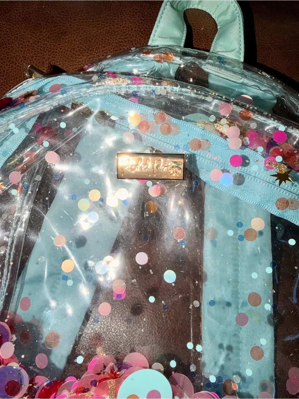 Packed Party Light Blue Sequin Confetti Clear Kids Backpack